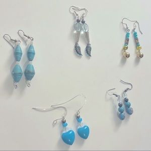 🧚🏼Set of 5 turquoise colored earrings handmade